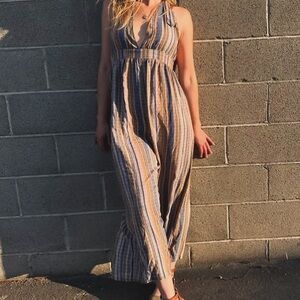 Midi length halter jumpsuit